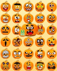 Halloween Pumpkin Stickers – 88 Funny Face Decorating Kit for Kids’ Crafts & Par