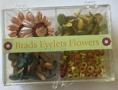 COUNTRY BRADS,EYELETS & FLOWERS Set•Yellow•Green•Pink •Blue •Orange•Card Making•