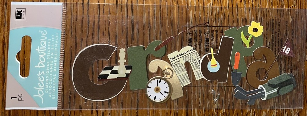 RARE!! Jolees Grandpa Titles Grandparents Golf Garden Flowers Scrapbook Stickers