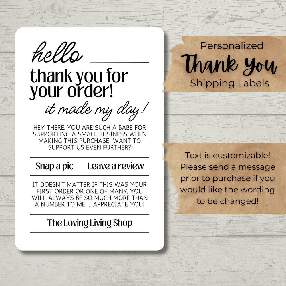 Thank You for Your Order Stickers | 4×6 Personalized Thermal Shipping Labels