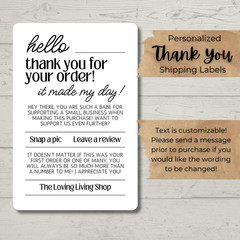 Thank You for Your Order Stickers | 4×6 Personalized Thermal Shipping Labels