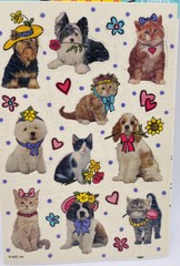 Vintage American Greetings Sticker World Dog Cat Hats Stickers 2 Sheets New