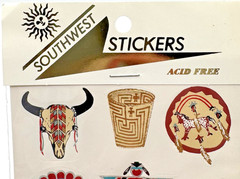 Vintage Astroline Southwest Stickers Metallic Foil Native Motif 2 Sheets NOS