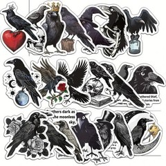 10 pcs Crow – Raven Stickers- Scrapbook, Journal, DIY Crafts & Cards- Halloween