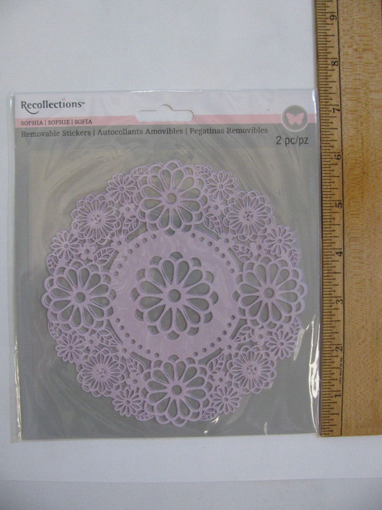 Recollections SOPHIA 6″ Removable Stickers Flowers Round 2 Pieces NOS