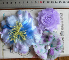 BLUE ENCHANTED & WISTERIA LILAC Fabric 3 Flowers 60-100mm Manor HouseMHY1