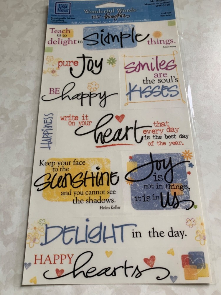 DEJA VIEWS WONDERFUL WORDS STICKERS ‘MY HAPPINESS’ WORDS PHRASES 12PCS