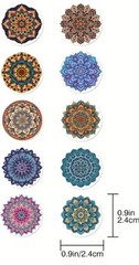 500 pcs Sticker Seals Roll Beautiful Mandala Art Semi Gloss Self Adhesive NEW