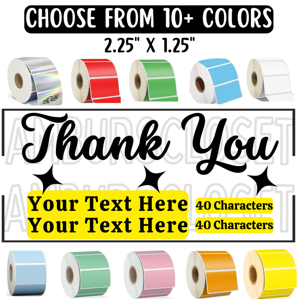 50 Custom THANK YOU STICKERS 2.25″ SCRATCH RESISTANT PERSONALIZED LABELS SEALS