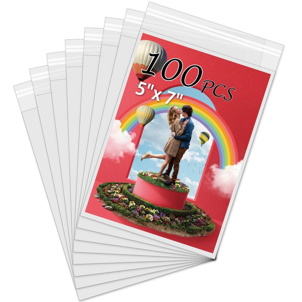 100 Pack 5 1/2 x 7 5/9 Inches Picture Sleeves Bags for 5×7 Mat Board, Acid-Fr…