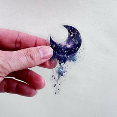 Purple Holographic Moon Stickers Collage Junk Journal Scrapbooking