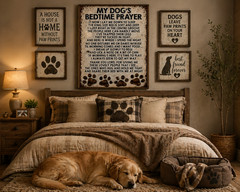 USA Veteran Made Dog Bedtime Prayer Vinyl Print 8.5×11 Rustic Farmhouse Dog Wall