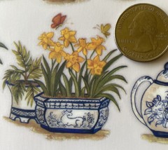 BEAUTIFUL VASE W/FLOWER Rub-On(6”x 9”)Potted Plant•Teapot•Daffodils•Bloom•Garden