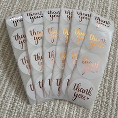 24 Thank You Stickers, 1.5 inch Rose Gold Foil Envelope Seals