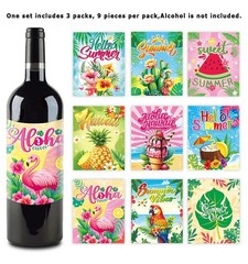 Hawaiian Bright Beachy Patterned Joyful Hawaiian Decorative Wine Bottle Stickers