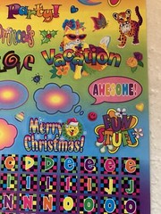 Vintage Lisa Frank Vintage Y2K Sticker Sheet Friends Holidays Alphabet S1273-01