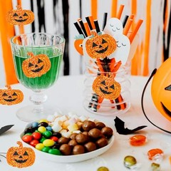500Pcs Halloween Pumpkin Stickers Roll 1.2in Laser Smiling Orange