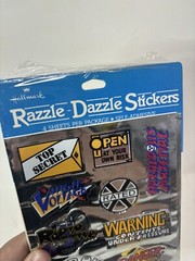 NEW Vintage 1984 RAZZLE DAZZLE Hallmark Sticker Sheets Silver Foil Warning Signs