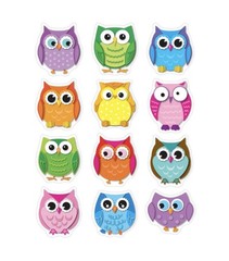 NWT Colorful Owls Shape Stickers. 72 Stickers. 12 Assorted Colors.