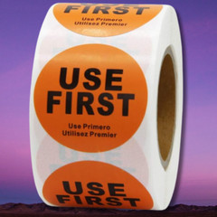 USE First Stickers Restaurant Food Service FIFO Label 1.5 Inch Total 500 Labels