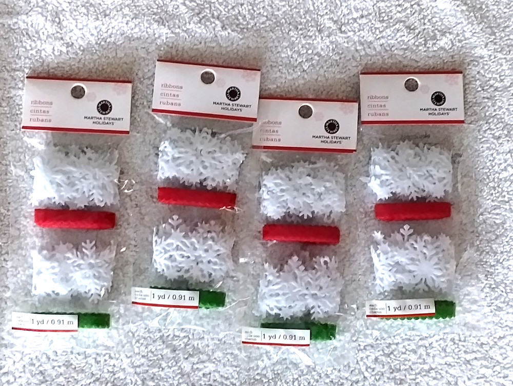 Martha Stewart Christmas Diecut Felt Ribbon White, Red and Green 4 Packs, RARE!