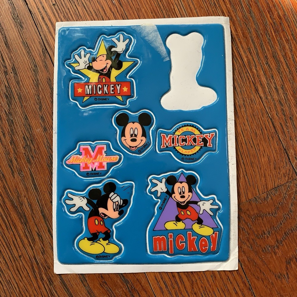 RARE Sheet Vintage Disney Mickey Mouse Puffy Stickers Mickey And Friends READ