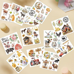 Rub on Transfers for Crafts Furniture Stickers: 12 Pcs Farmland Animal Rub on Tr