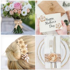 33PCS Handmade Burlap Hessian Flowers Set for Xmas Party Wedding Home DIY Crafts