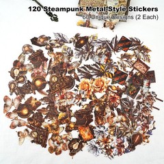 Moriquill 120PCS Steampunk Vintage Stickers – Die-Cut Metal Collection