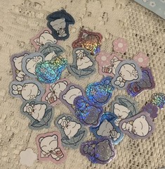Morning Glory Blue Bear Babu Glitter Holographic Sticker Pack Vintage Htf