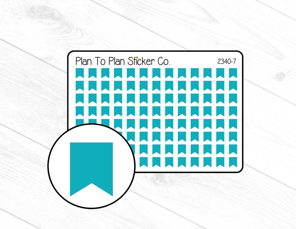 2340-7~~Turquoise Mini Flags Planner Stickers.
