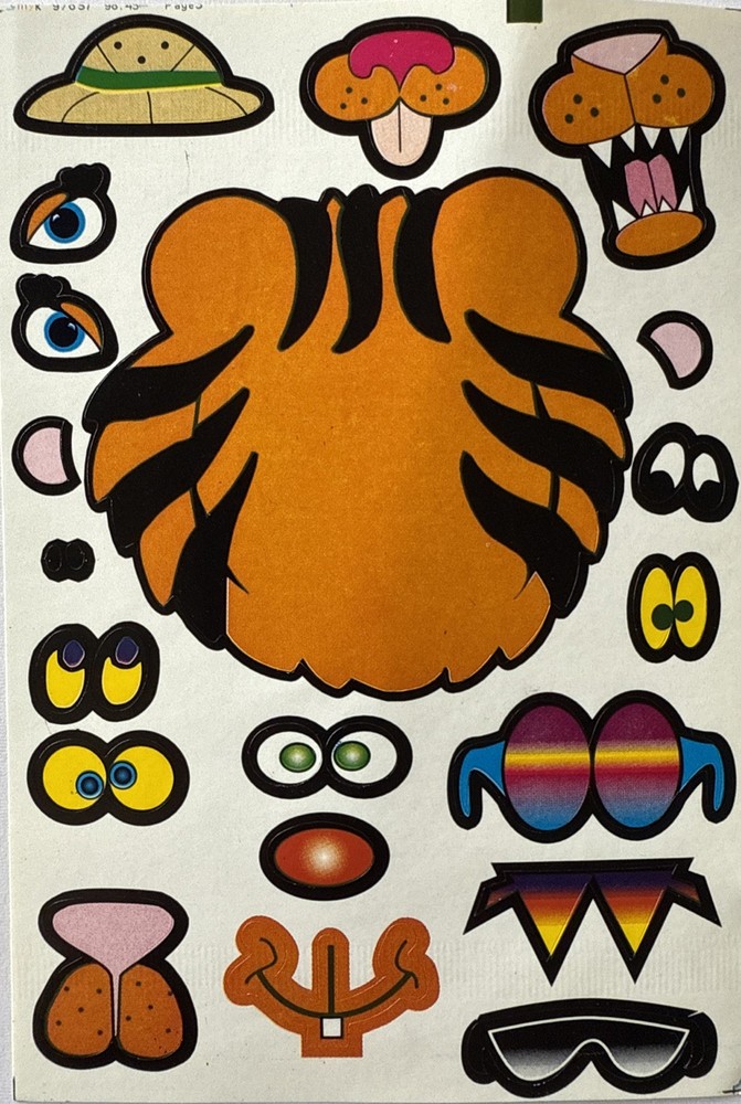 BUILD-AN-TIGER HEAD Sticker Set(20pc)Eyes•Hats•Sunglasses •Smiles•Card Making•