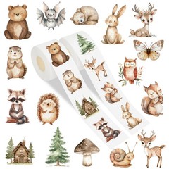 1000Pcs Woodland Animal Stickers Roll Watercolor Forest Animal Label Decals S…