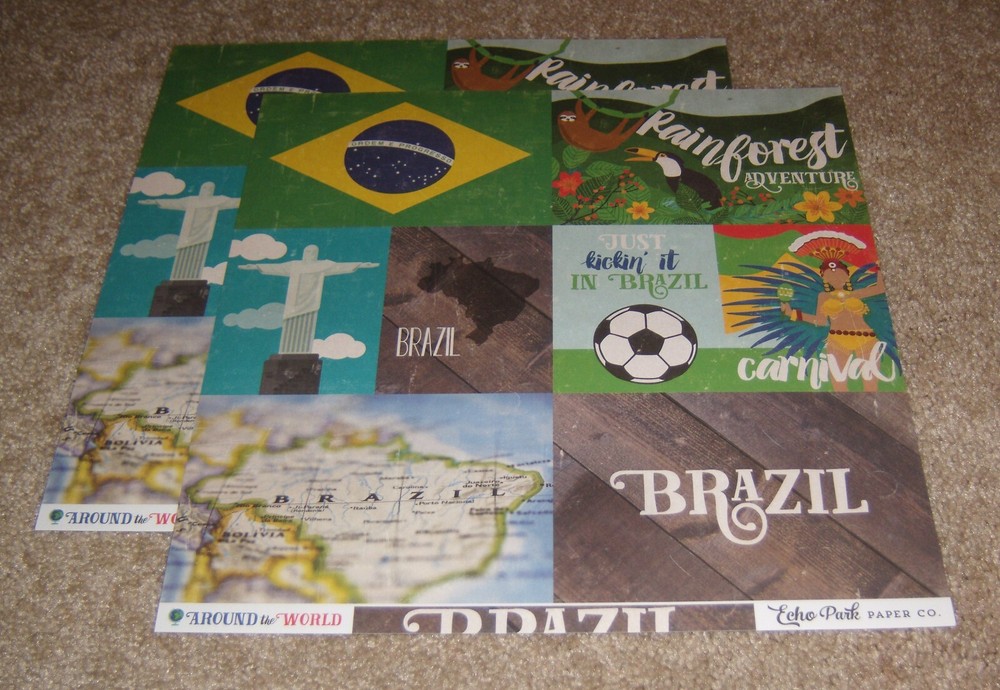Echo Park 12×12 Double Sided Scrapbook Papers(2) ~ Around the World…Brazil