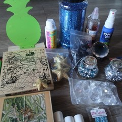Craft Lot Crafting Supplies Water Color Pencils Glitter Stamps Embellishments