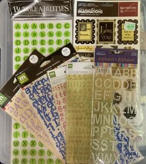 SCRAPBOOKING Lot Stickers Alphabet Letters Numbers Glitter 12pks 7 New