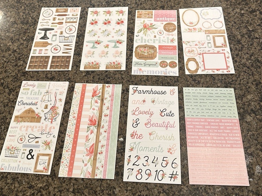 Echo Park FARMHOUSE MARKET Sticker Book 16 Pages Icons Letters Words Phrases