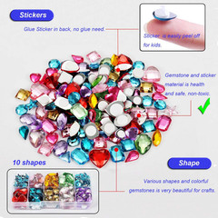 Self Adhesive Gems Jewels for Kids Crafts Rhinestones Jumbo Crystal Stickers10 S