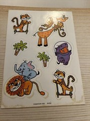 Vintage Dennison 1982 Sticker Sheet Safari Animals Very Old May Not Still Stick