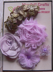 LAVENDER ORCHID MAUVE GOLD Fabric Organza Satin 7 Flower Pk 25-55mm O2 A NJC