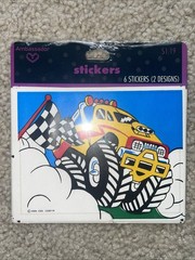 Vintage SEALED 6 Sheets 1991 Hallmark LARGE Stickers Yellow Red MONSTER TRUCKS