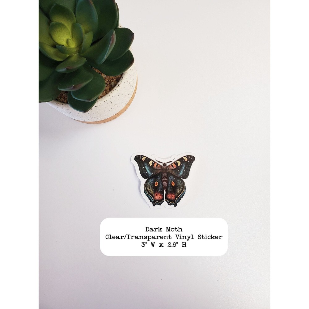 Dark Moth Sticker | For Computers, Journals, Phones | Clear Transparent Vinyl