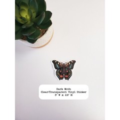 Dark Moth Sticker | For Computers, Journals, Phones | Clear Transparent Vinyl
