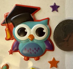 PUFFY GRADUATION OWL Stickers(23pc)Walmart•School •Diploma•Stars•Card Making•