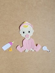 Cute Baby Girl With Binky, Rattle & Toys cardstock Diecuts scrapbook & Cards