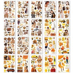 BLEDS Vintage Washi Stickers, 20 Sheets Aesthetic Stickers Coffee