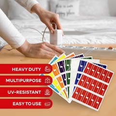 Cable Management Labels 240 pcs Waterproof Cord Tags for Electronics, 8 Colors