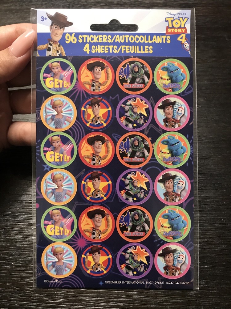 96 Disney Toy Story 4 Stickers (4 Sheets)