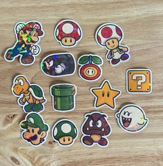 13 Pcs Super Mario Holographic Stickers Vinyl Decals for Laptop Journal Tumbler