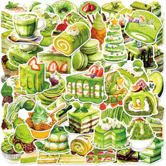 Matcha Vanilla Cake Stickers Pack, 50Pcs Vinyl Waterproof Decals